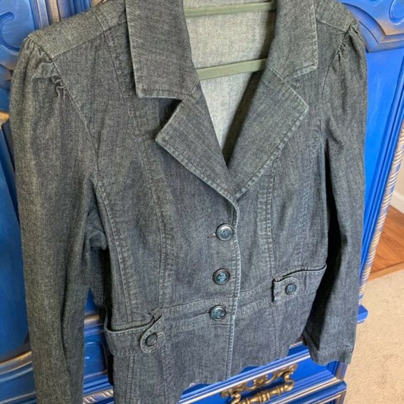 Halogen Jackets & Blazers - Halogen Nordstrom Dark Blue Peplum Denim Jacket LG